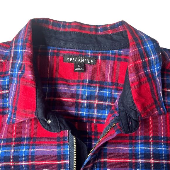 J.Crew Mercantile L Women’s Quarter Zip Tartan Plaid Red Flannel - Picture 2 of 10